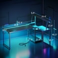 Sofanext 53" Gaming Desk with Hutch, Reversible L-Shaped Desk with LED Light, USB Ports & Power Outlets, Home Office Desk with CPU Stand, Carbon Fiber Black