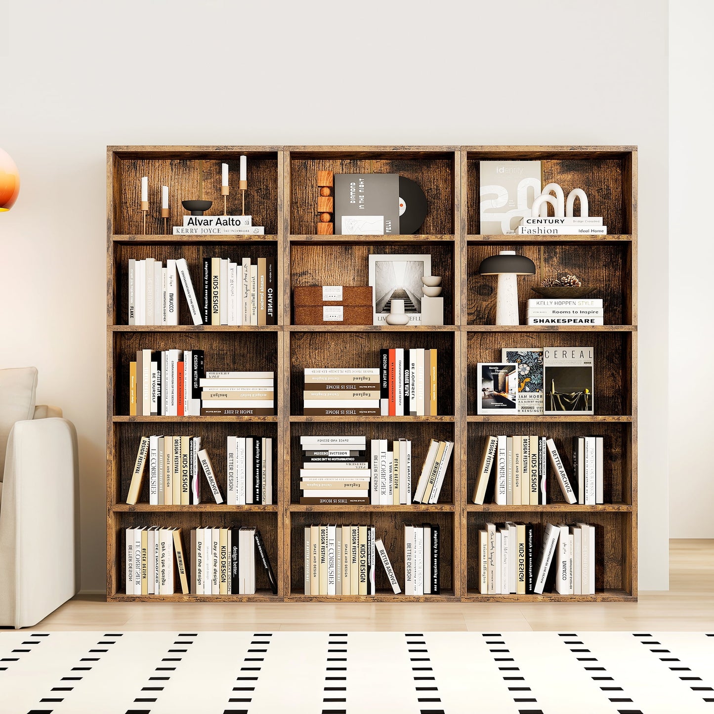 Sofanext Industrial Bookshelves and Bookcases Floor Standing 6 Shelf Display Storage Shelves 62 in Tall Bookcase Home Decor Furniture for Home Office, Living Room, Bed Room, Vintage Brown