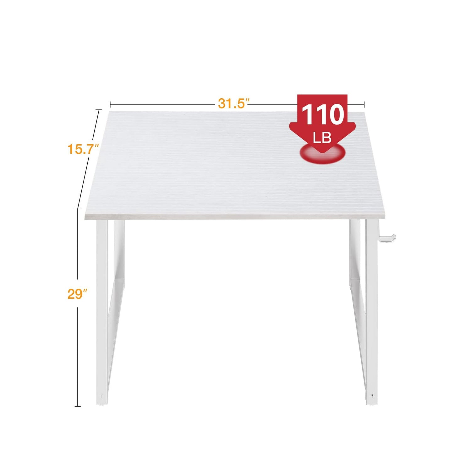 Sofanext 32 Inch Small Home Office Computer Desk, Student Writing Table for Small Spaces, Simple Modern Desk with Headphone Hooks, White