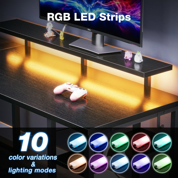 L Shaped Gaming Desk with Drawers, 59