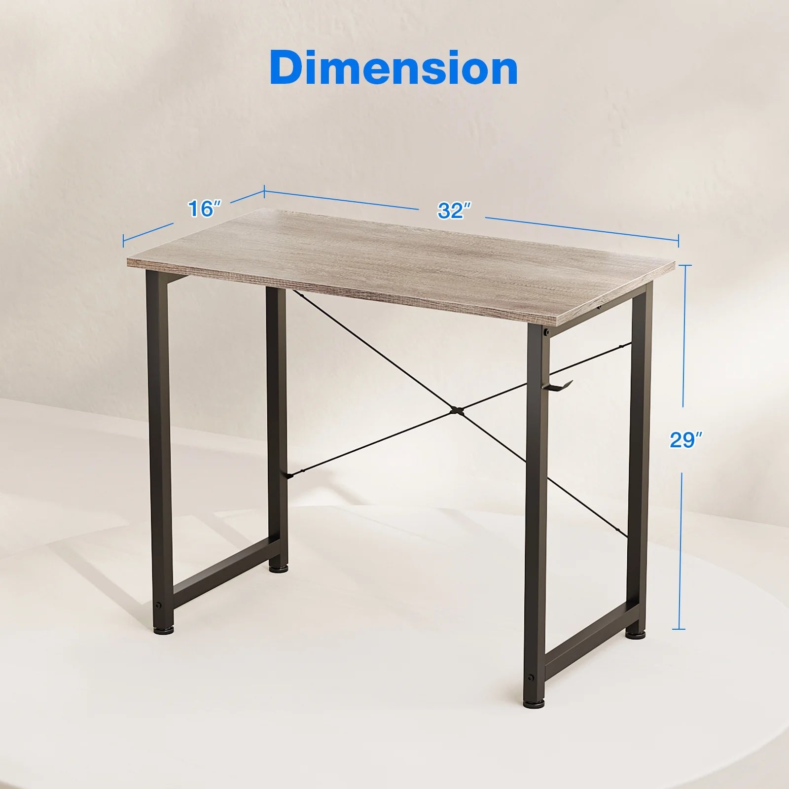 32 inch Small Computer Desk for Small Space, Modern Simple Style Desk for Living Room/Beroom/Home Office, Sturdy Student Writing Desk, Grey Oak