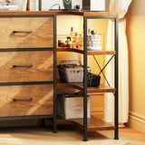 Corner Storage Cabinet with Drawers and Shelves, Dresser for Bedroom with LED Lights & Charging Station, Reversible L Shape Corner TV Stand, Black