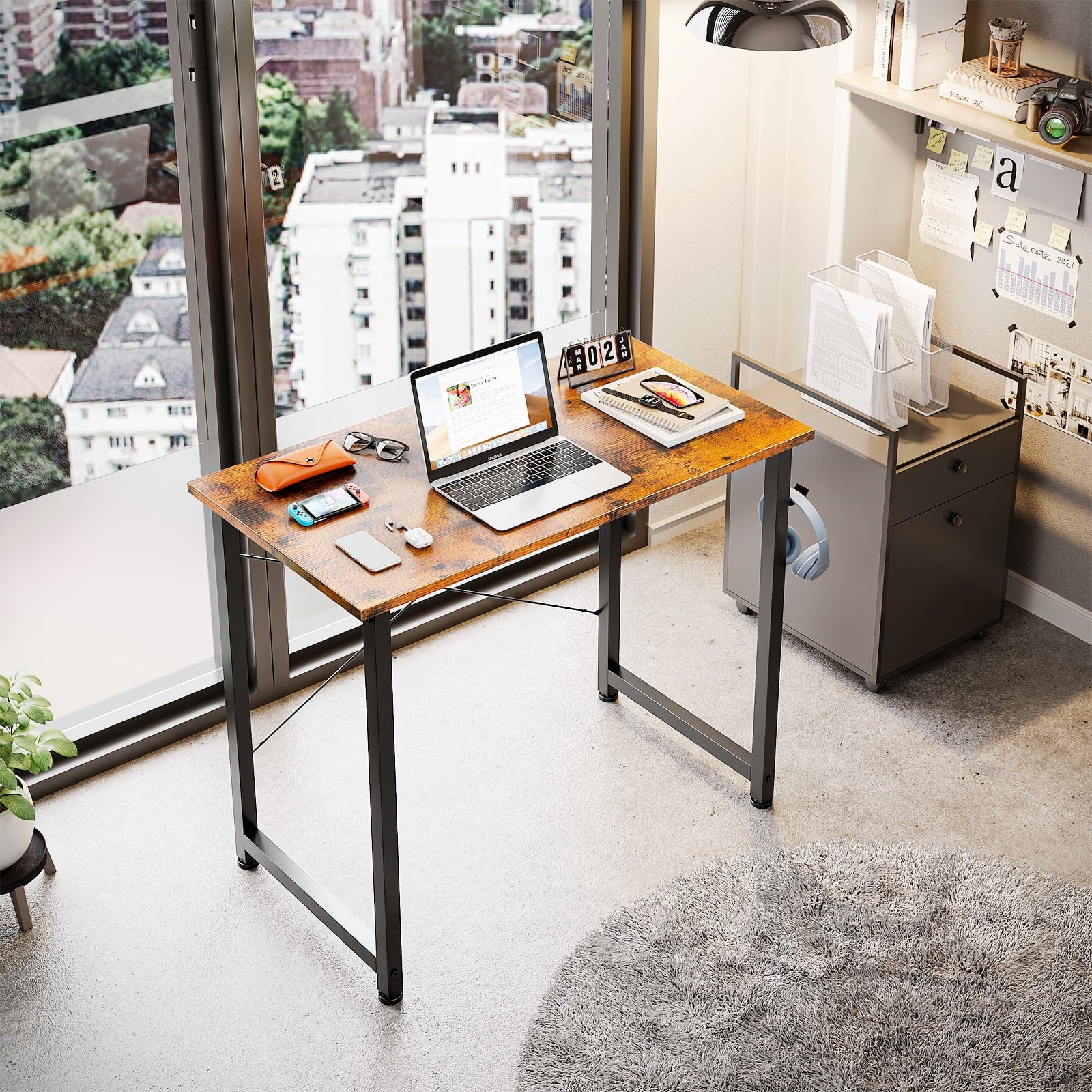 32 inch Small Computer Desk for Small Space, Modern Simple Style Desk for Living Room/Bedroom/Home Office, Sturdy Student Writing Desk, Gift for Kid, Vintage