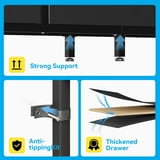 Sofanext 71" LED TV Stand with Power Outlets for 43/50/55 inch TV, Entertainment Center with 5 Fabric Drawers & Open Shelf Storage for Living Room/Bedroom,Black