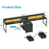94 Inch Gaming Desk with Charging Station & LED Light, Two Person Desk with 3 Fabric Drawers, Long Computer Desk for Home Office, Writing Study Table Workstation, Black