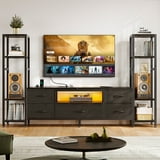 Sofanext 71" LED TV Stand with Power Outlets for 43/50/55 inch TV, Entertainment Center with 5 Fabric Drawers & Open Shelf Storage for Living Room/Bedroom,Black