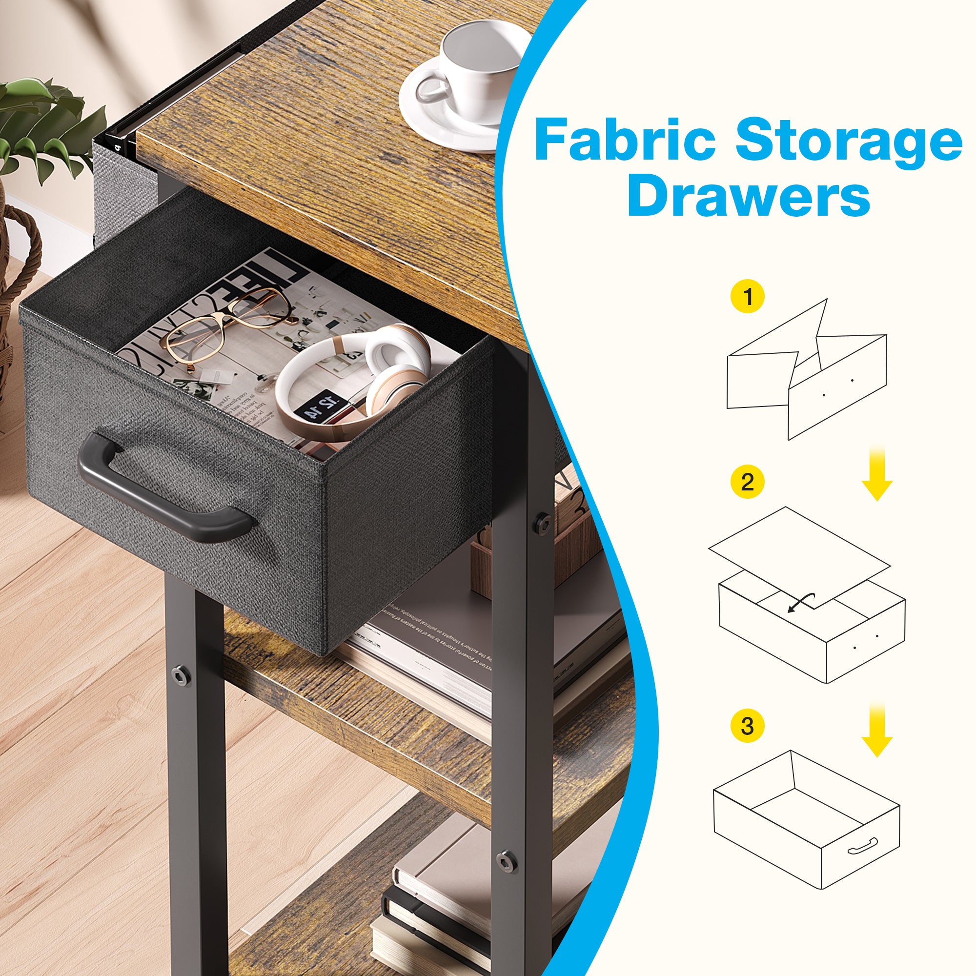 40 inch Computer Desk with Storage Drawer & Power Outlets, Study Writing Desk with Storage Shelves for Small Space, Modern Simple Style Laptop Desk for Bedroom, Gaming, Home Office, Vintage