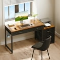 Sofanext Computer Desk with 5 Drawers, Reversible Home Office Desks with Printer Stand, Study Writing Table Workstation for Small Spaces, Vintage