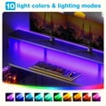 48 inch U Shaped Gaming Desk with Power Outlets & LED Light Strip, Home Office Desk with Storage Shelf, Suitable for Large Space, Gaming, Studying, Carbon Fiber Black