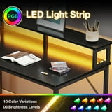 94 Inch Gaming Desk with Charging Station & LED Light, Two Person Desk with 3 Fabric Drawers, Long Computer Desk for Home Office, Writing Study Table Workstation, Black