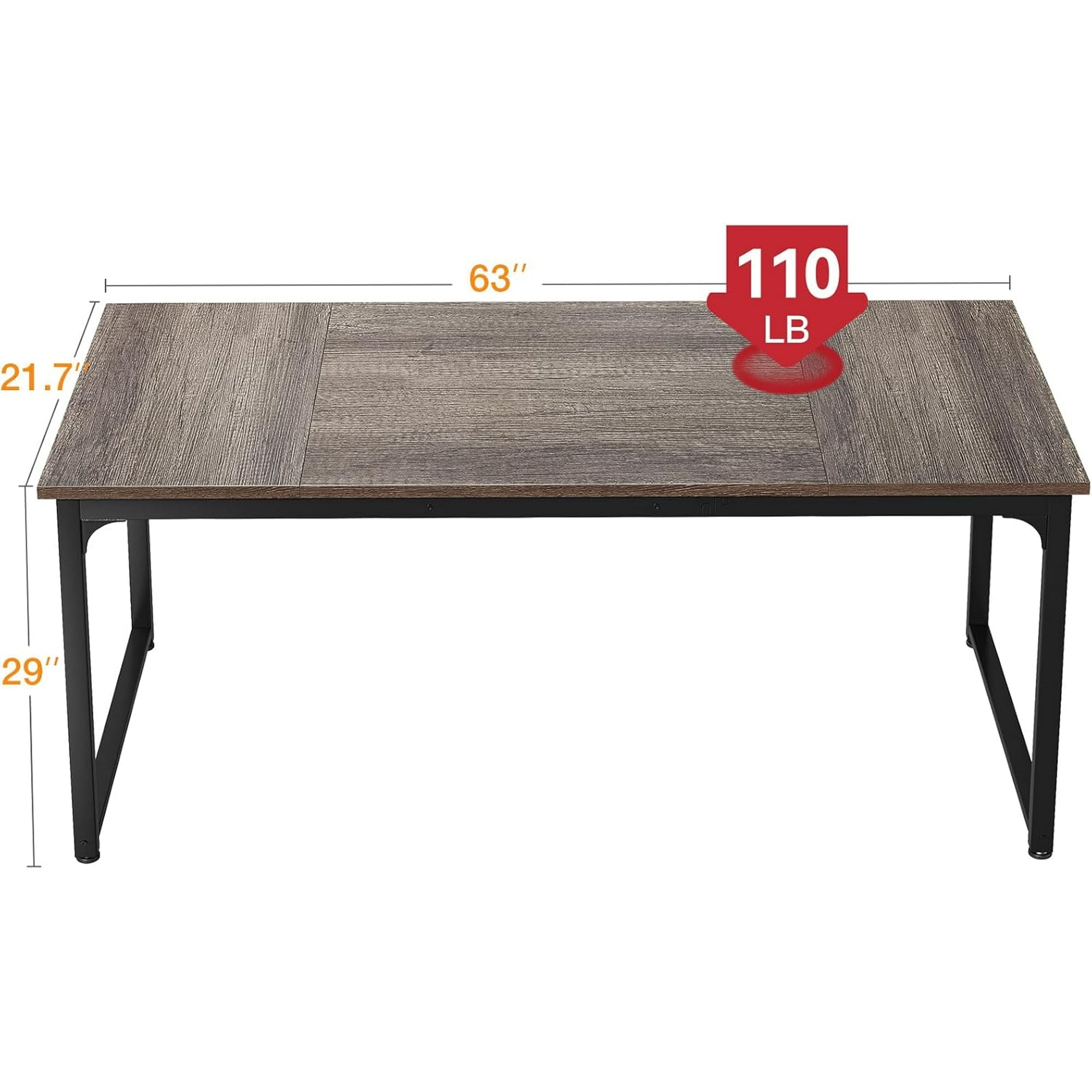 Sofanext Computer Desk 63 Inch, Study Writing Table for Large Spaces, Work Desk for Home Office, Simple Modern Desk with Headphone Hooks, Grey Oak