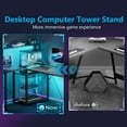 Sofanext 53" Gaming Desk with Hutch, Reversible L-Shaped Desk with LED Light, USB Ports & Power Outlets, Home Office Desk with CPU Stand, Carbon Fiber Black