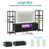 Sofanext 71" LED TV Stand with Power Outlets for 43/50/55 inch TV, Entertainment Center with 5 Fabric Drawers & Open Shelf Storage for Living Room/Bedroom,Black